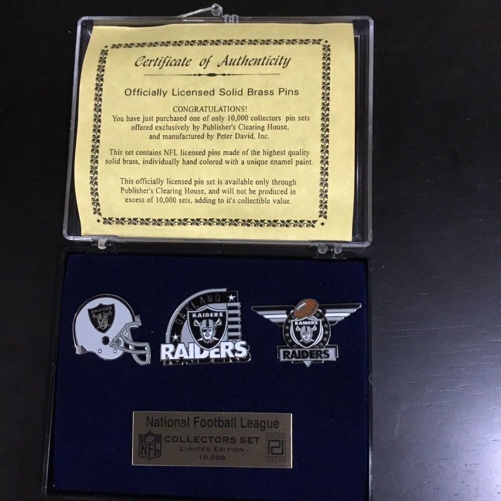 Oakland Raiders Collector Pin Peter David Set Of 3 Limited Edition